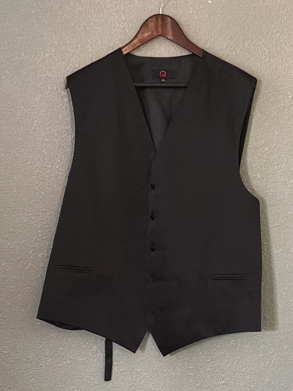 Men's Black Formal Vest with Clean V-Neck
